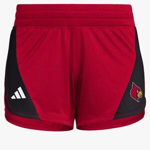 adidas Red Athletic Shorts with Black Panels and Logo Womens size M-NWT